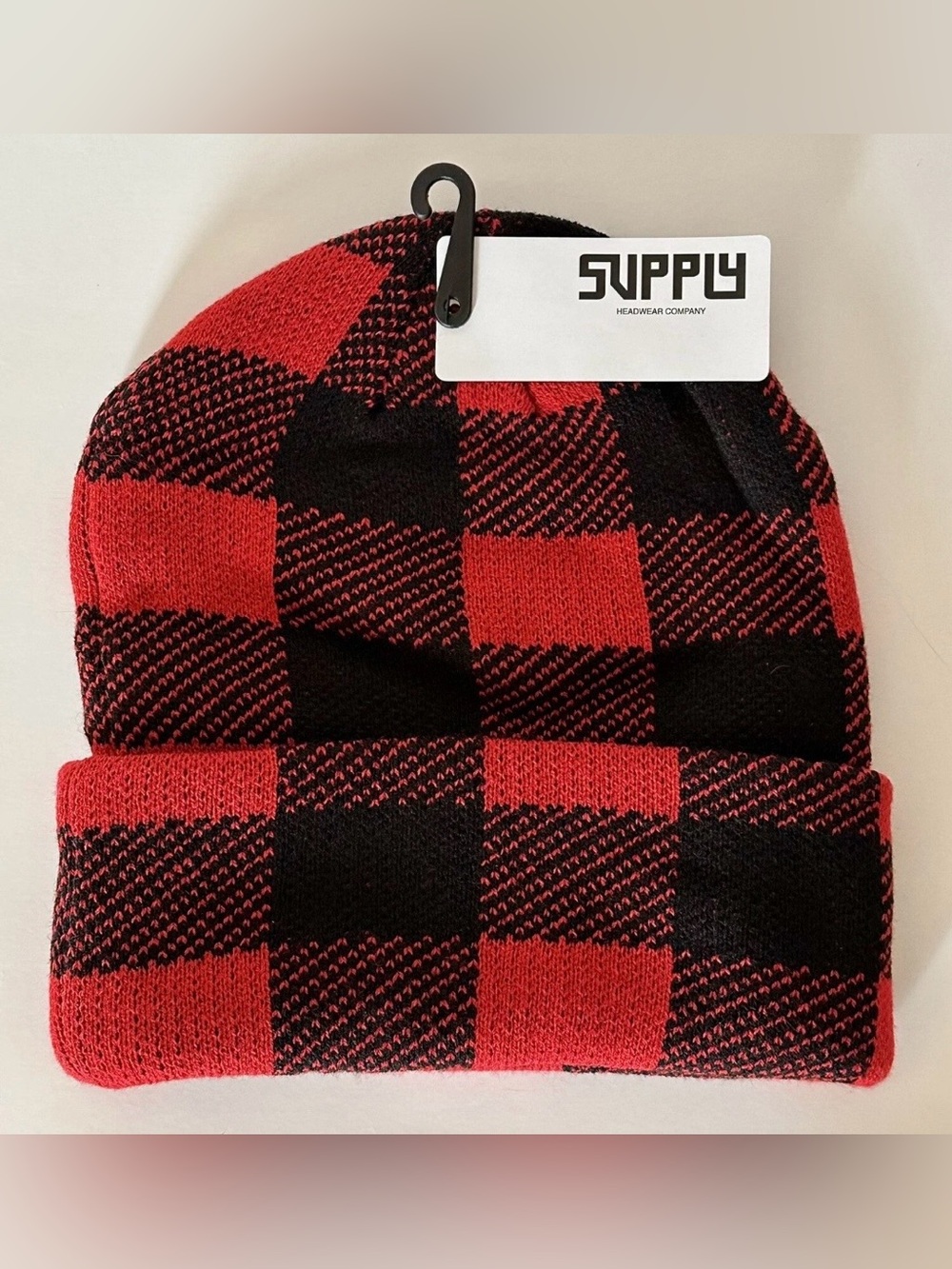 Supply Headwear Company Men’s Red/Black Beanie Hat Style No. MUK1931